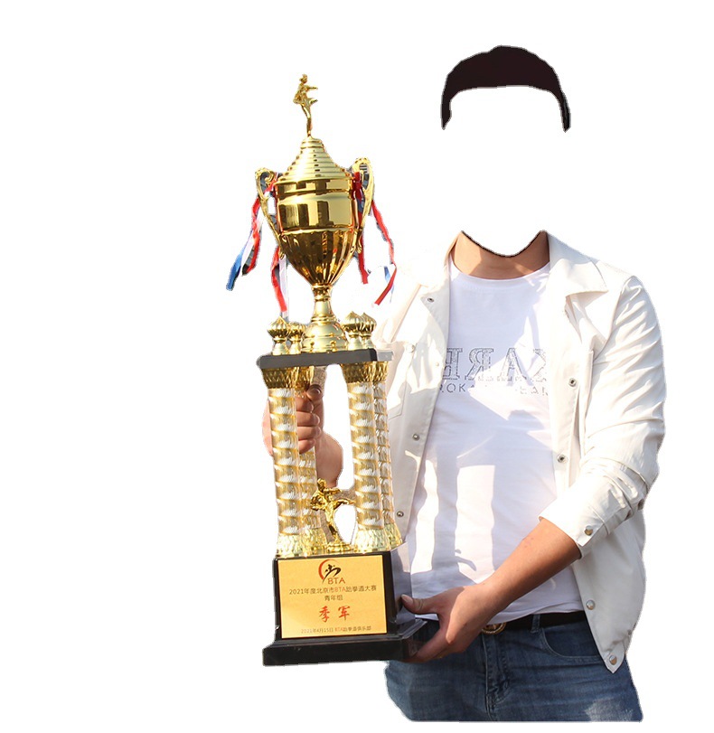 Atmospheric Company team metal large trophies for football, basketball, badminton, music, four-column cups and championship trophies are in stock Item Picture