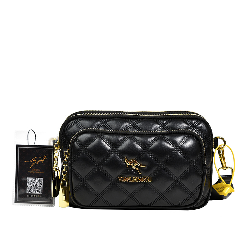 Small Fragrant Wind Diamond Bag Female 2022 New Fashion Casual Crossbody Bag With Three Layers Of Mobile Phone Bag Small Square Bag Item Picture