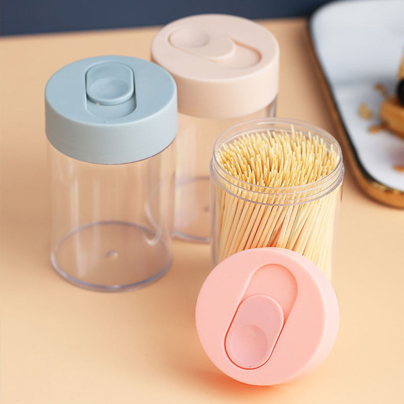 Wholesale disposable toothpicks 500 bottles, flip-top cylindrical toothpicks, hotel and restaurant toothpick boxes, household bamboo toothpicks details Picture