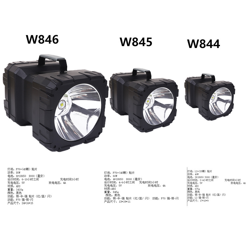 High-Power Ultra-Bright Strong Light Portable Lamp, Long-Range Outdoor Work Searchlight, Rechargeable Red And Blue Flashing Flashlight details Picture