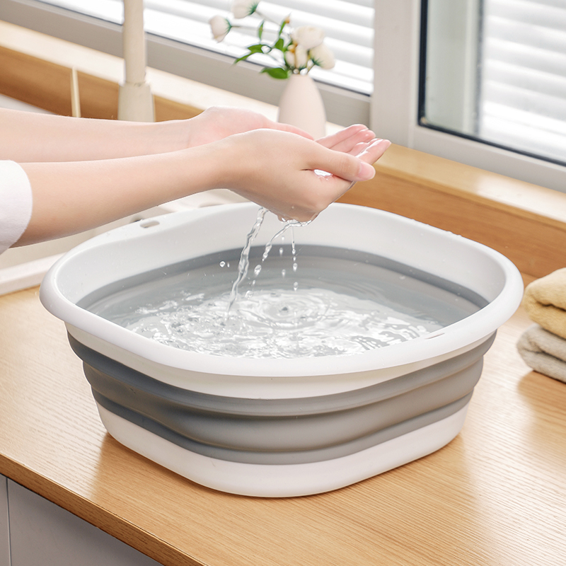 Portable silicone collapsible wash basin foot basin Wash basin Student dormitory plastic foot basin multi-purpose basin 0846-0926 full figure