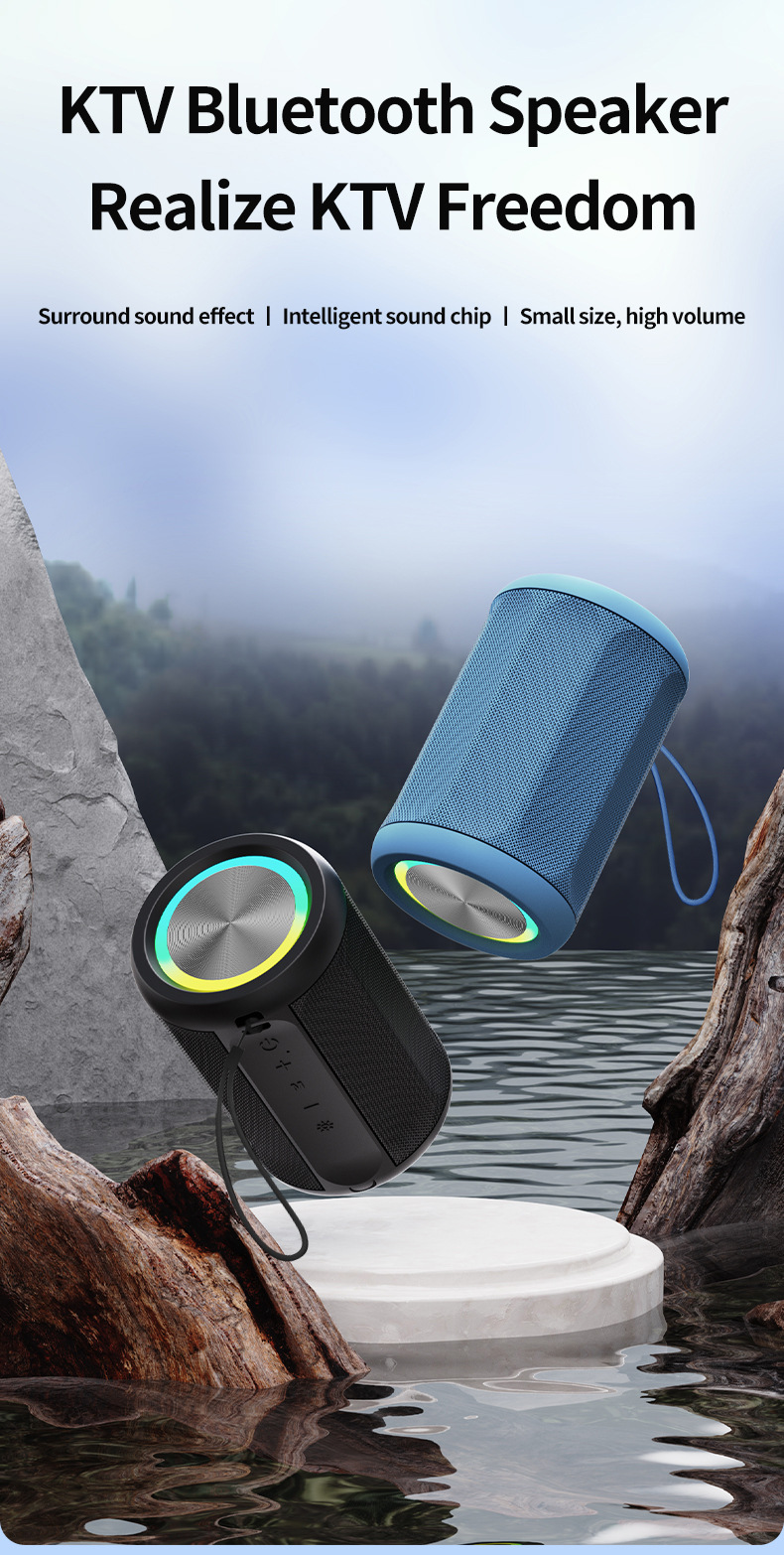 2025跨境新款迷你布艺蓝牙音箱无线TWS互联立体声便携式炫彩音响详情1