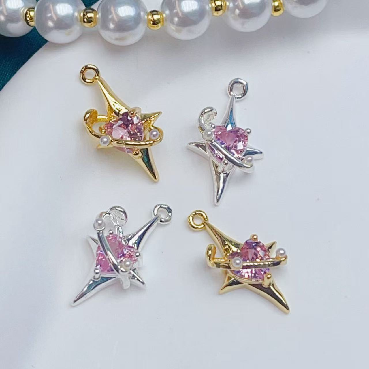 新款少女闪钻爱心微镶锆石铜镀真金厚银保色吊坠diy手工饰品配件