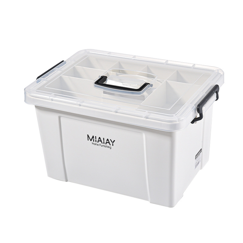Portable hand-held household plastic anti-epidemic medicine storage box with double-layer transparent lid for storage Item Picture