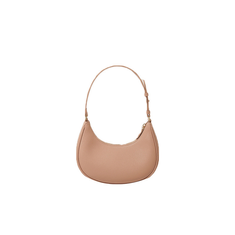 Leather Women's Bag 2022 New Cowhide One-Shoulder Half-Moon Bag Underarm Bag Carrying Small White Baguette Bag Guangzhou Item Picture