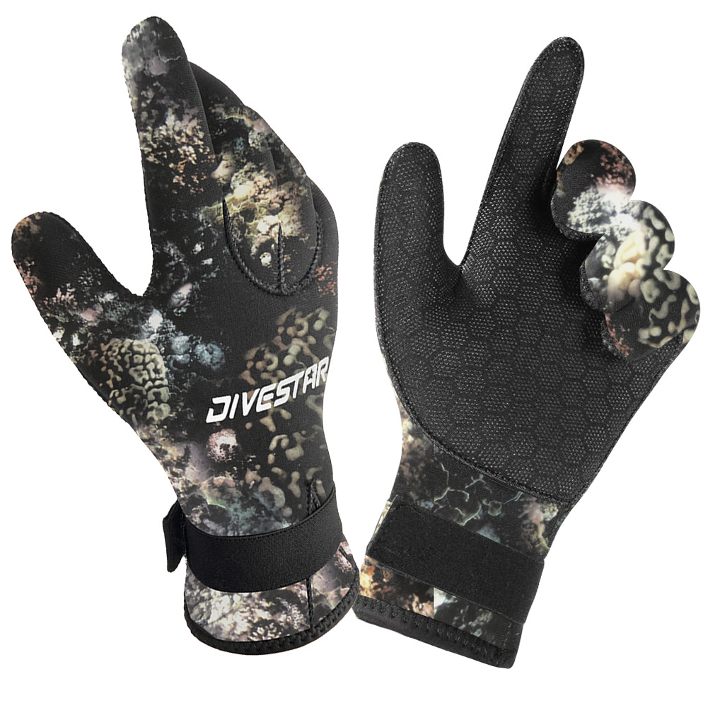 New 3mm/5mm diving gloves anti-slip wear-resistant camouflage anti-sting gloves catch fish fish winter swimming diving gloves full figure