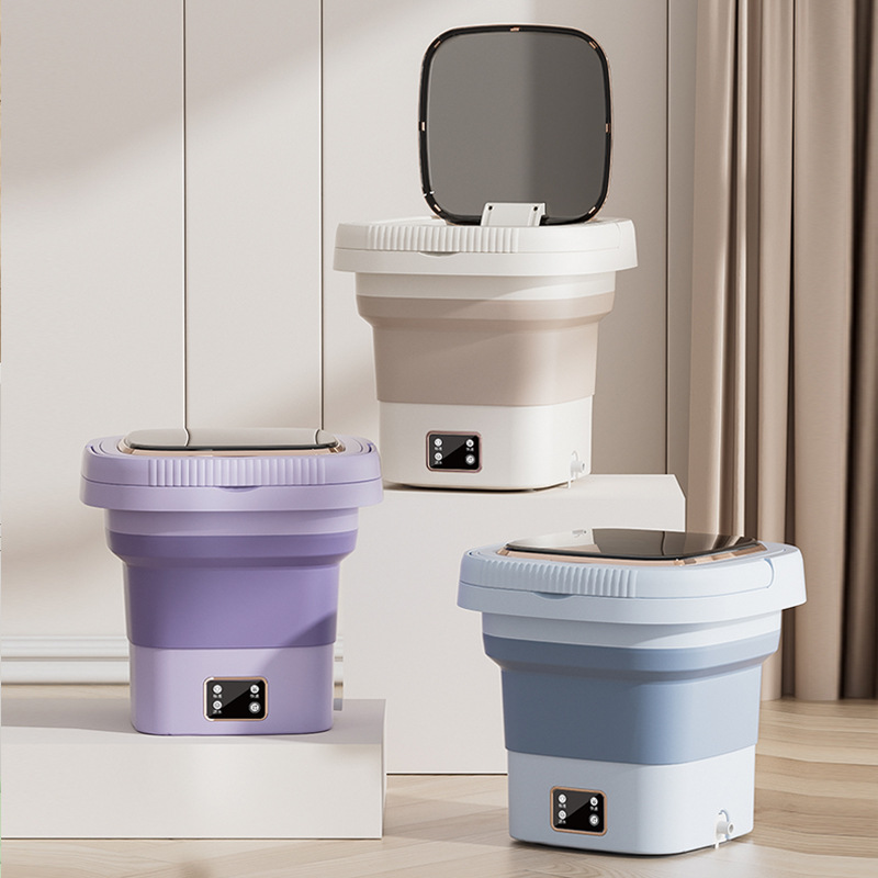 Cross-border folding 9L display screen mini washing machine, portable household, underwear, socks, small underwear washing and washing integrated
