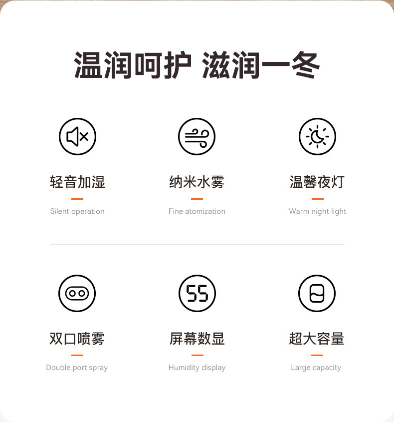 New 6.8L large-capacity humidifier USB dual spray for home, dormitory, office, bedroom desktop pic 2