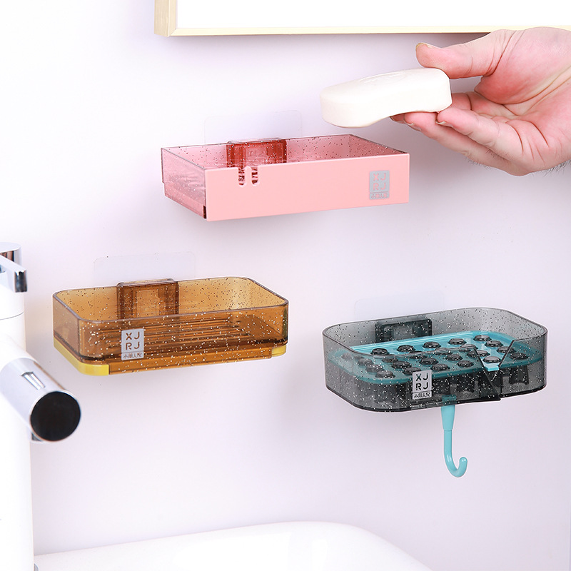 Small simple wall-mounted soap box, no installation required, double-layer draining soap box, wall-mounted soap box, blister box Specification image