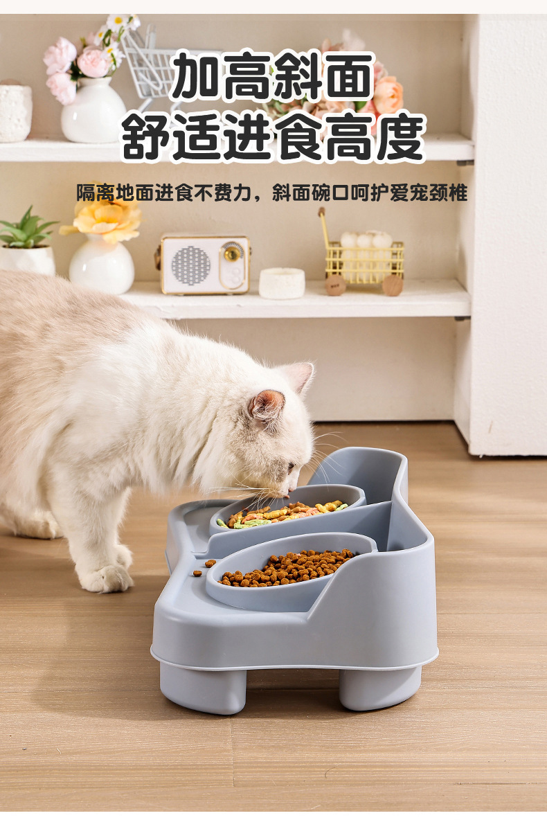 猫碗陶瓷双碗狗碗猫咪食盆喝水喂食狗盆防打翻护颈猫粮碗宠物用品详情5