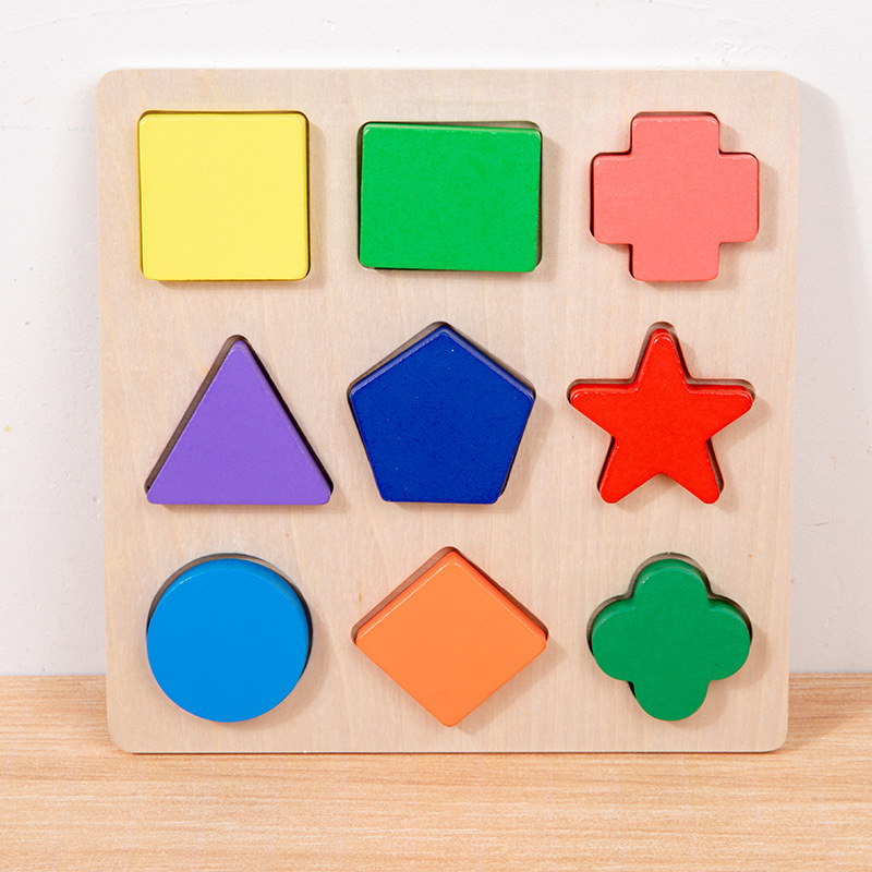 Children's three-dimensional shape matching board early education wooden large color cognitive board jigsaw puzzle interactive educational toy Specification image