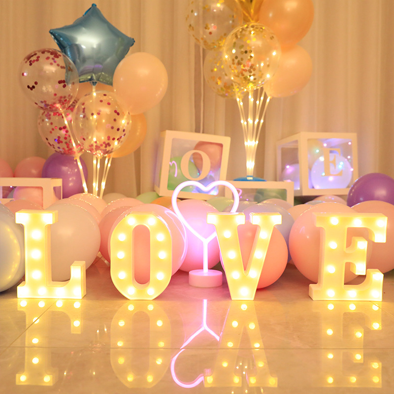 Led English Letter Light Party Wedding Proposal Confession Decoration Birthday Layout Modeling Light Manufacturers details Picture