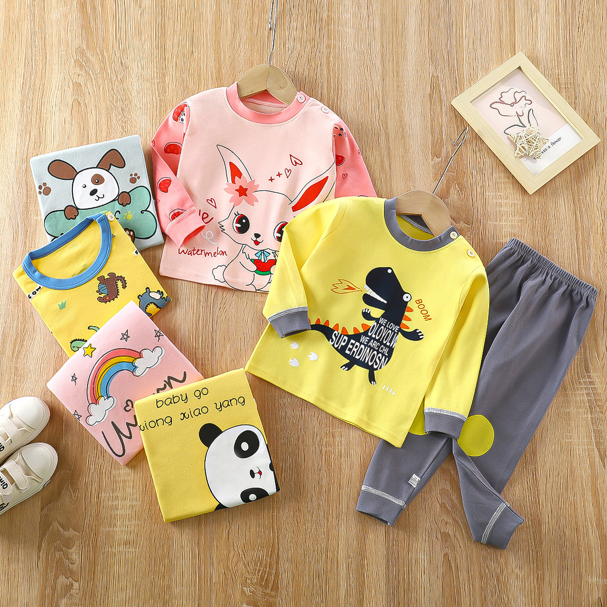 Children's Underwear Set Cotton Pajamas Girls Baby Long Johns Cotton Boys Homewear Children's Clothing Wholesale details Picture