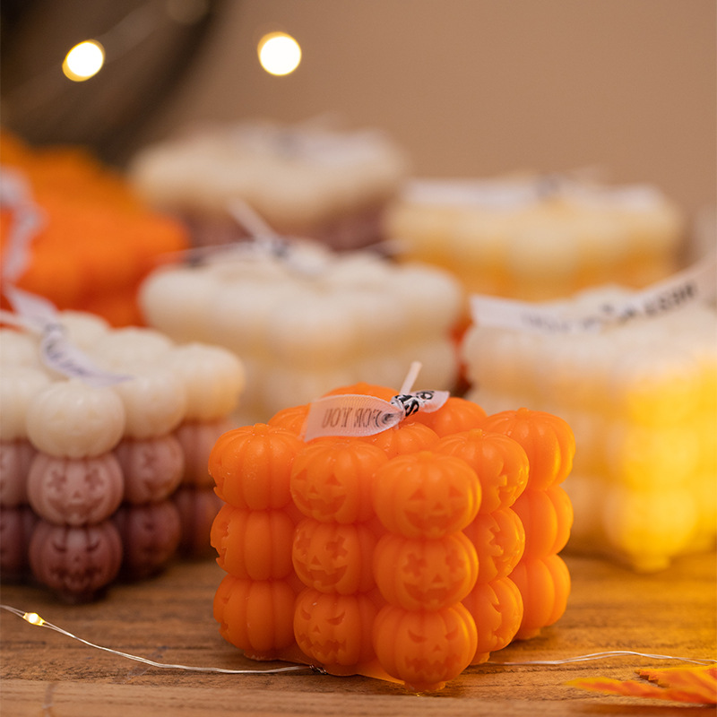 万圣节骷髅魔方南瓜香薰蜡烛手工造型骷髅头蜡烛跨境万圣节摆件详情图2