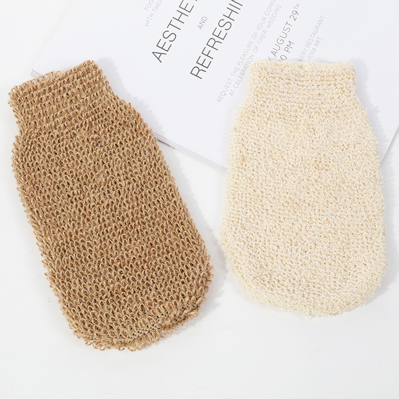 Manufacturers Wholesale Sisal Jute Bath Towel Gloves Ramie Bath Gloves Bath Towel Double-Sided Bath Gloves Specification drawing