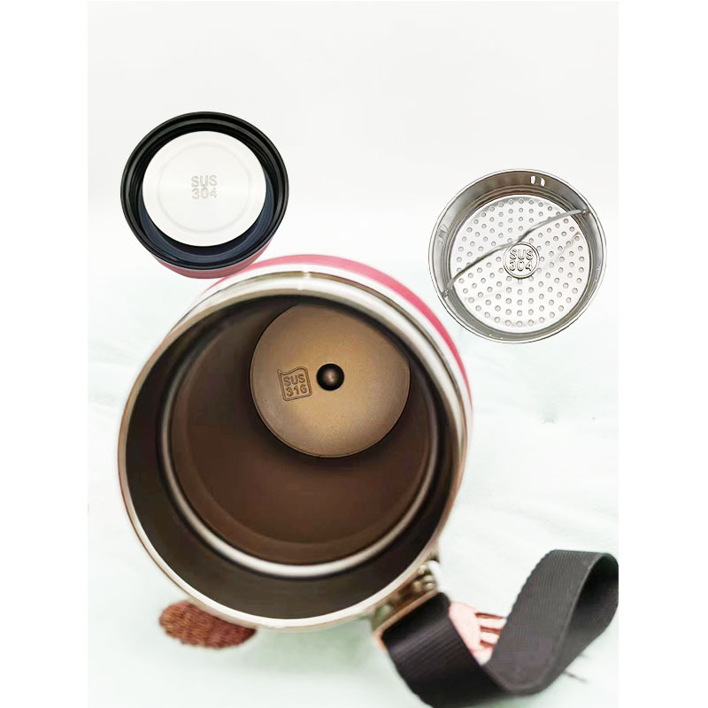 Zhenshui 2023 New Large Capacity Men And Women Car Business Tea Belt Rope Portable Cup Stainless Steel Thermos Cup details Picture