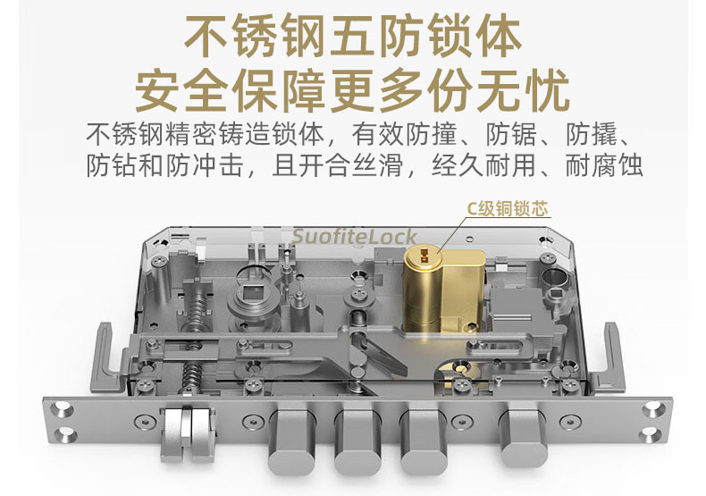 酒店智能门锁办公室出租屋家用专用多功能密码锁指纹锁户外/锁卡详情16