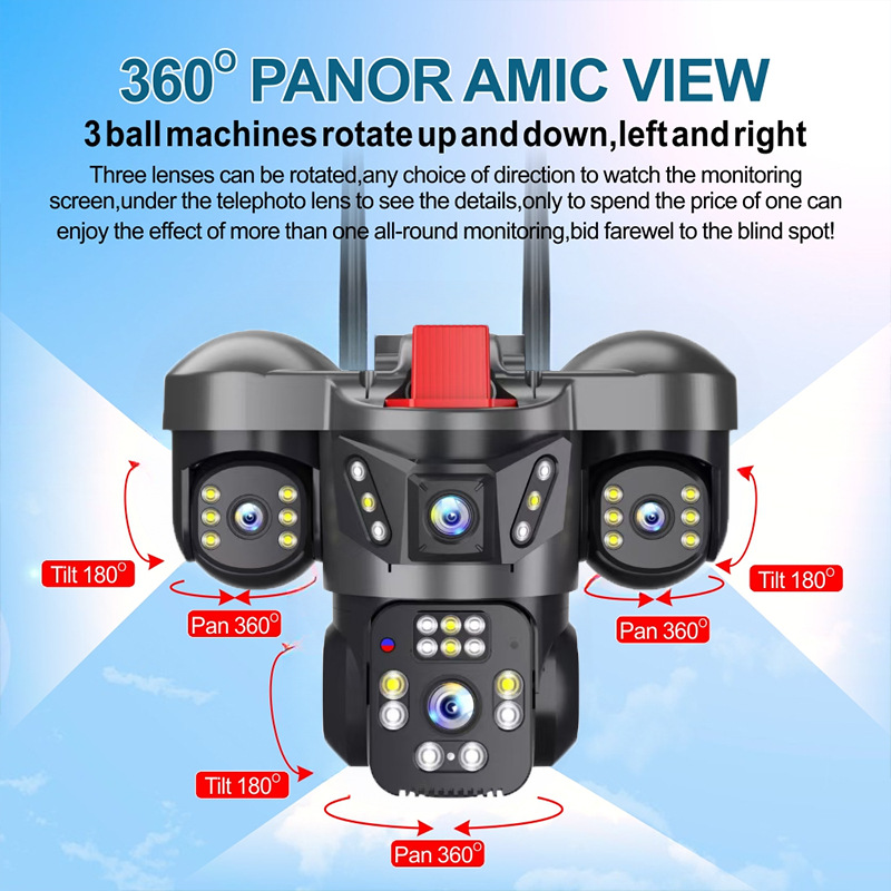 太阳能监控摄像头公司户外全景无死角无线室外多目监控AOV摄像机详情6