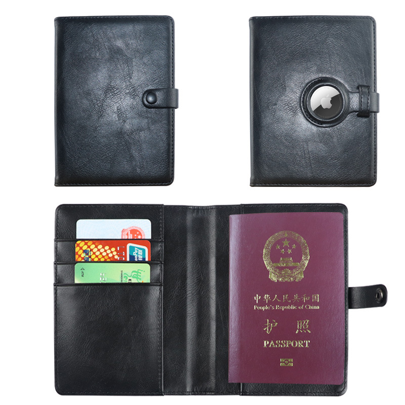 现货多功能PU皮rfid护照夹卡包airtag保护套旅行证件包卡套护照套详情图1