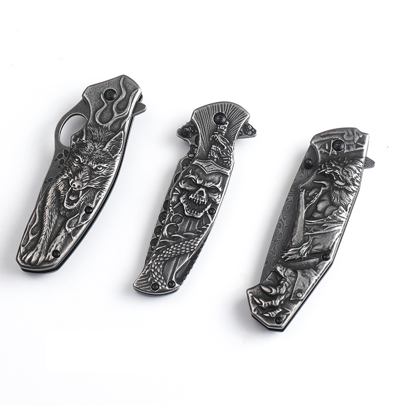 A collection of outdoor finely carved patterned knives for cross-border export Item Picture