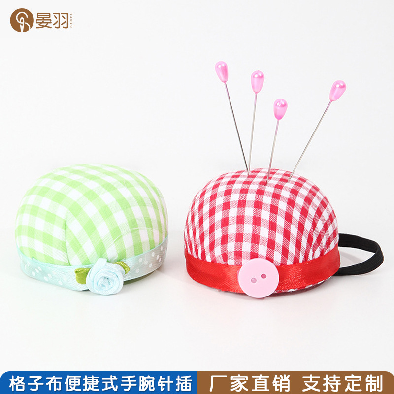 Manufacturers direct cutting sewing tools handmade diy wrist pin ball needle cushion check cloth pin bag full figure