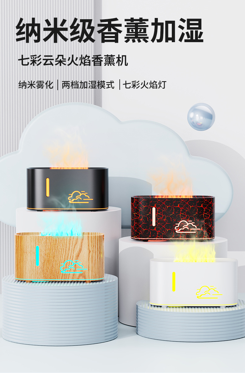 2025新款云朵火焰香薰機(jī) 家用臥室小型便攜usb香薰機(jī)詳情1