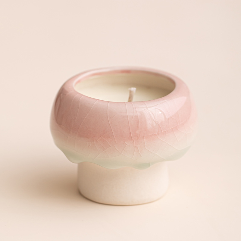 香薰蜡烛冰裂陶瓷杯手工摆件送礼解压蜡烛批发大豆蜡香氛熏香跨境