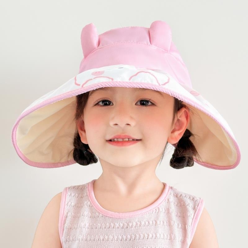 Summer children's sun protection hats, girls' wide-brimmed sun protection fisherman hats, thin sun hats, cute cartoon hats for babies Application Scenario