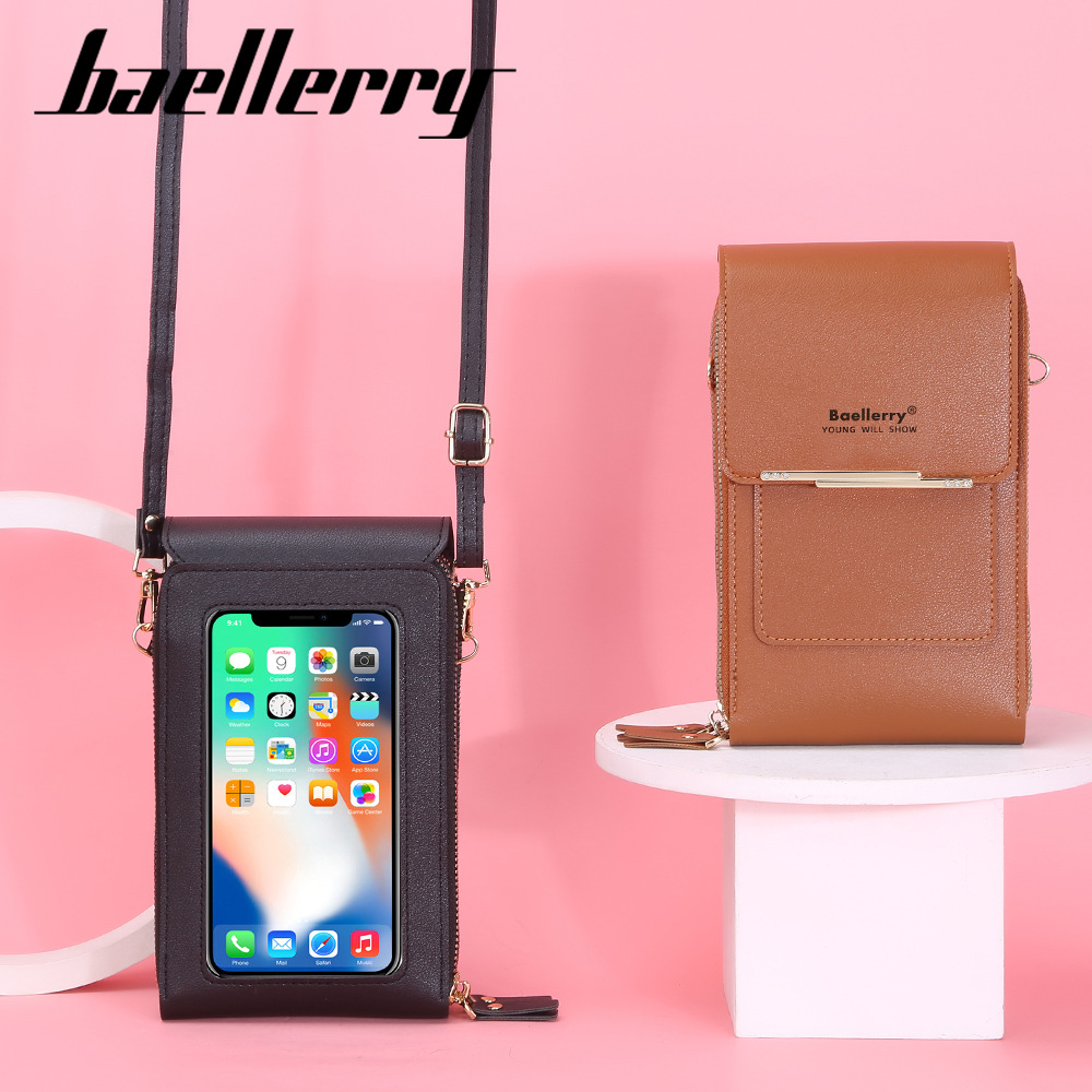 Baellerry2022新款可触屏手机包女韩版多功能双层拉链钱包斜挎包详情图3