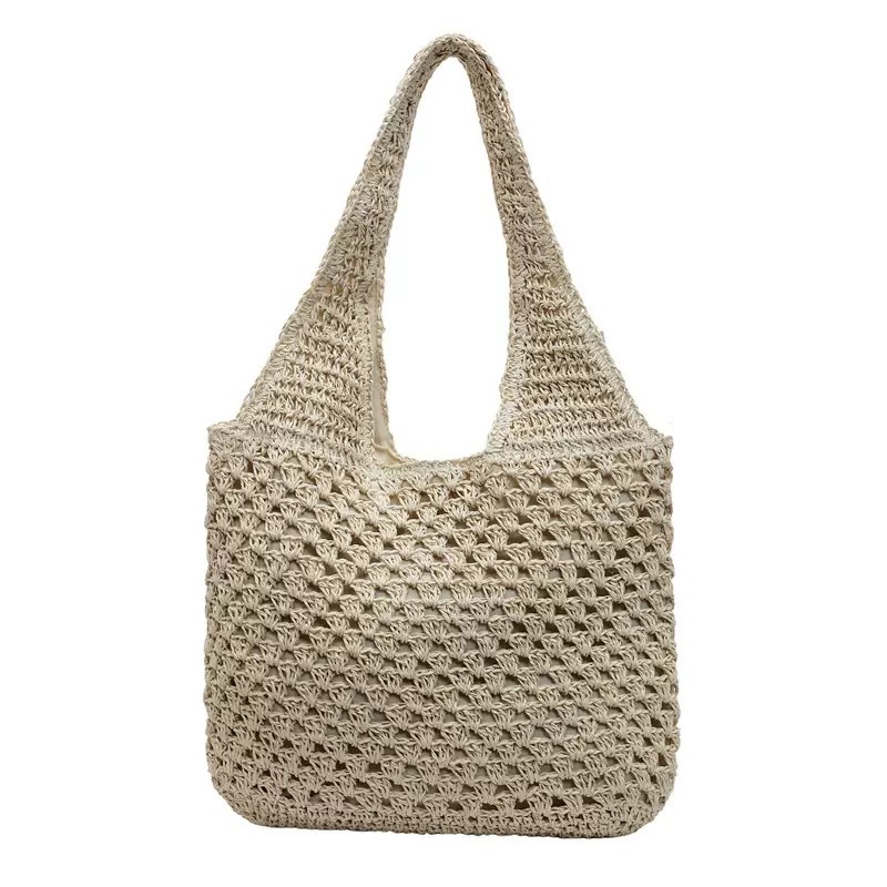 New national trend versatile straw woven bags, hand-woven bags, women's single-shoulder hollowed-out bags, large-capacity tote bags, vacation beach bags Item Picture