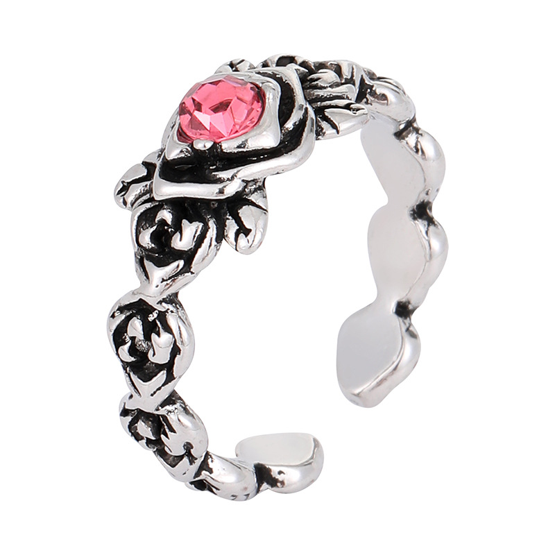 Yun Brocade cross-border best-selling niche Thai Bank retro flower opening ring and European and American hip-hop rose tail ring Item Picture