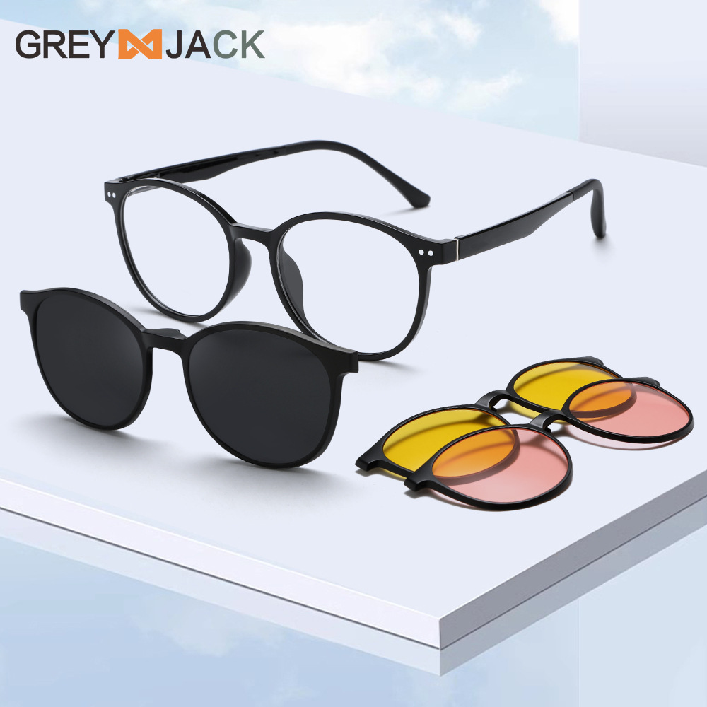 夏季新款TR吸磁套镜眼镜框女偏光太阳镜学生近视眼镜架大框圆形