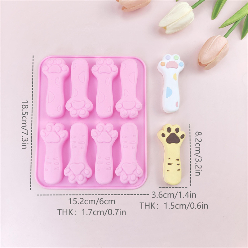 8 Cat's Paw Chocolate Biscuit Silicone Mold Cheese Stick Complementary Tools Baking Cake Decoration Mold Item Picture