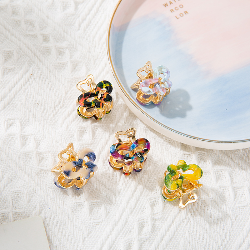 Japan And South Korea New Alloy Small Clip Color Butterfly Acetic Acid Ins Wind Girl Back Head Half Tied Bangs Clip Application Scenario