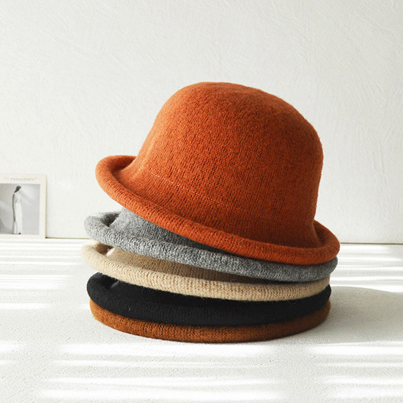 Xiaohongshu recommendation ~~ Korean-style rolled top hat, women's winter knitted basin hat, Japanese-style casual fisherman's hat