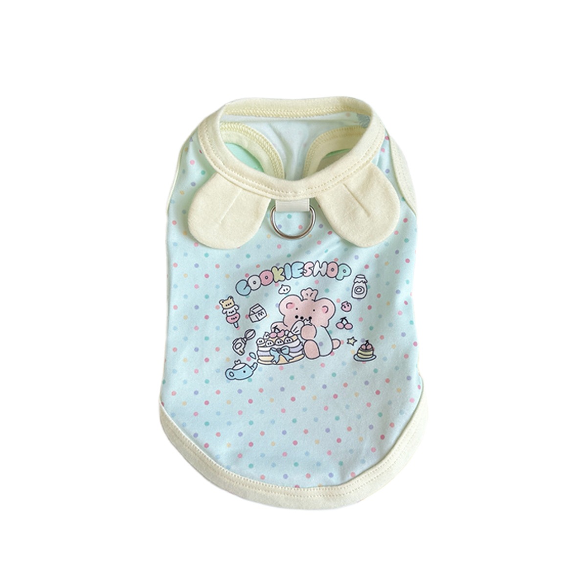 Spring and summer clothes for cats and dogs: Thin, cute, cartoon printed, stylish macaron-colored halter, Bichon and Pomeranian small, short style Item Picture