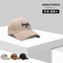 ins baseball cap cap Angels letters imitation lamb fur baseball cap thickened warm winter Korean version everything goes with it