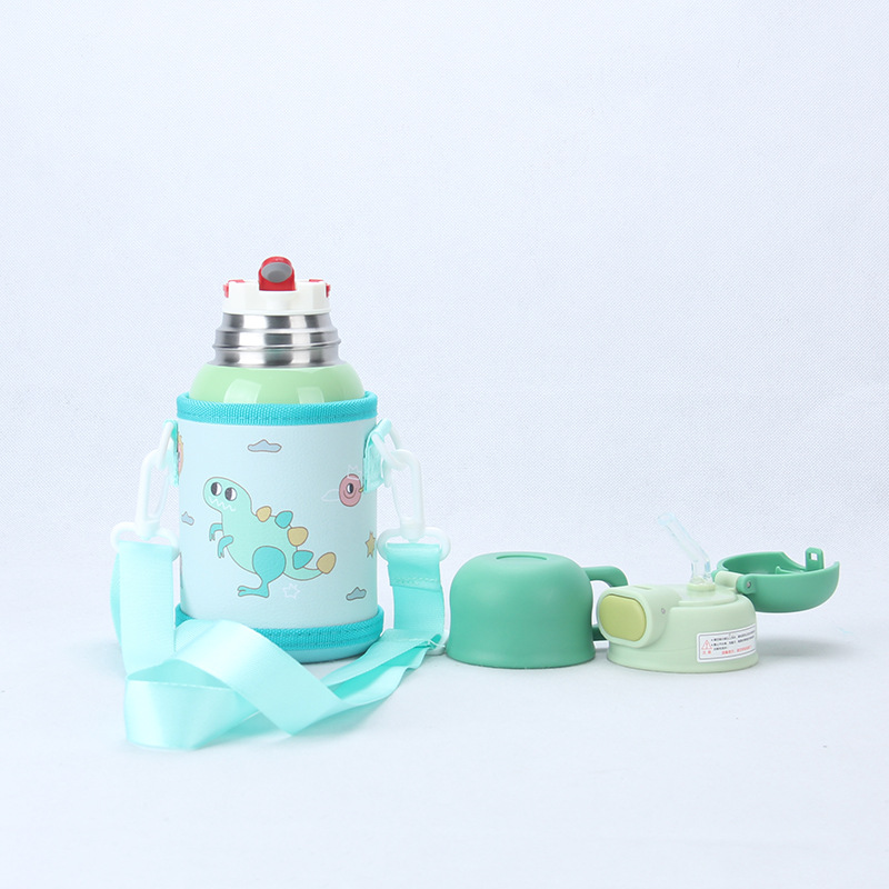 Cloth Cover Stainless Steel Children Cute Store Thermos Cup Men And Women Cute Cartoon Straw Water Cup With Clamshell Cup details Picture