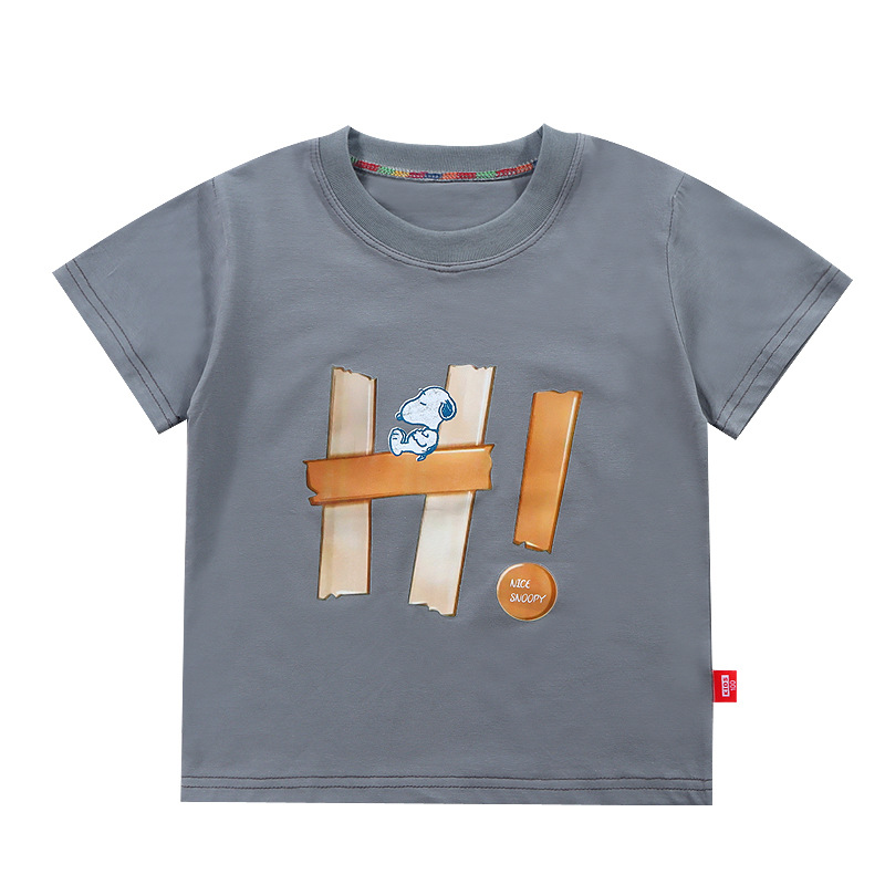 Snoopy Authentic Children's Wear 2024 Summer New Cotton Short-Sleeved Summer T-Shirt For Boys And Girls Casual Top T-Shirt Item Picture