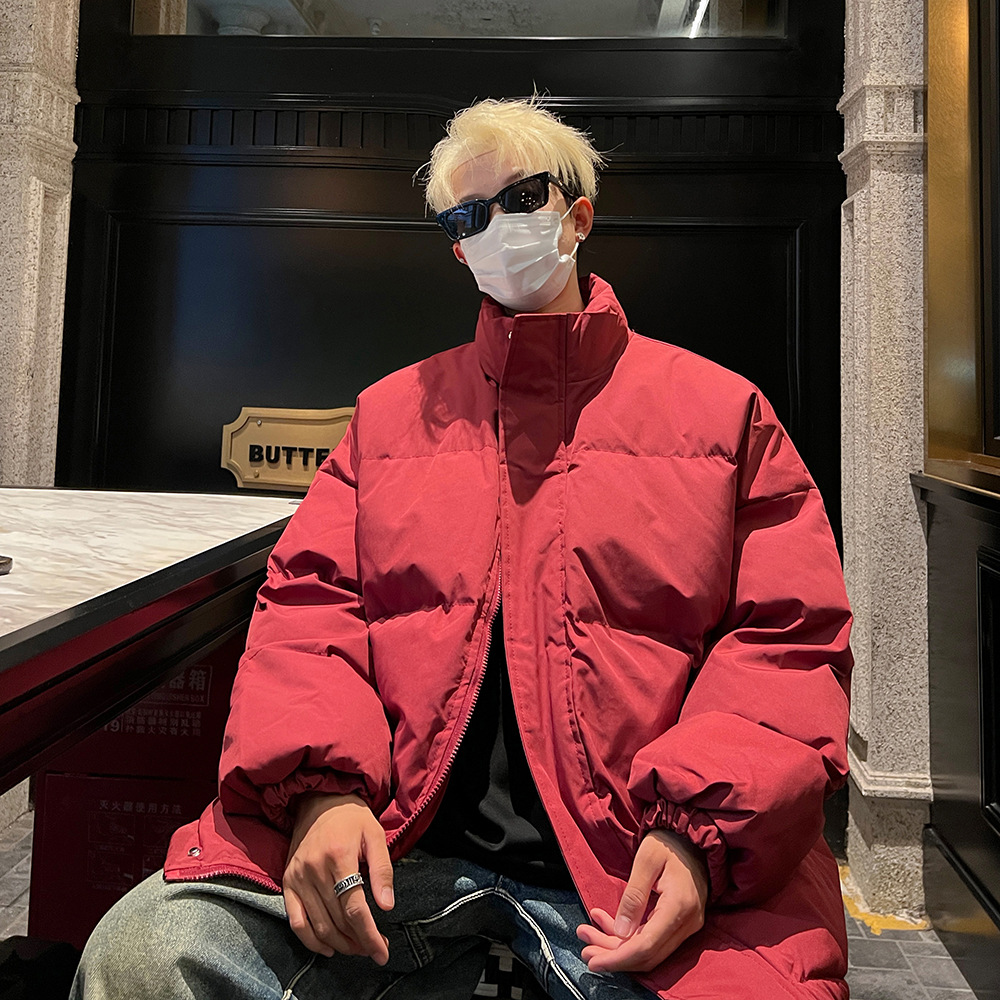 The new solid-color dopamine cotton jacket of the national trend for autumn and winter is thick, loose, versatile and casual, suitable for both men and women