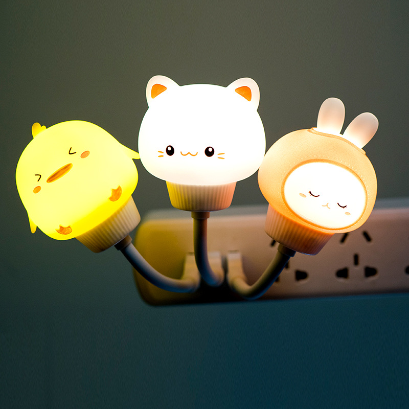 2021新款鸭子奶猫卡通小夜灯USB插电遥控夜灯儿童卧室迷你氛围灯图
