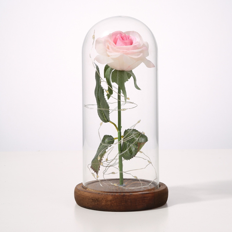 Rose glass cover night light ornament, creative Valentine's Day gift, scene arrangement, lighting decoration, everlasting flower glass cover Application Scenario