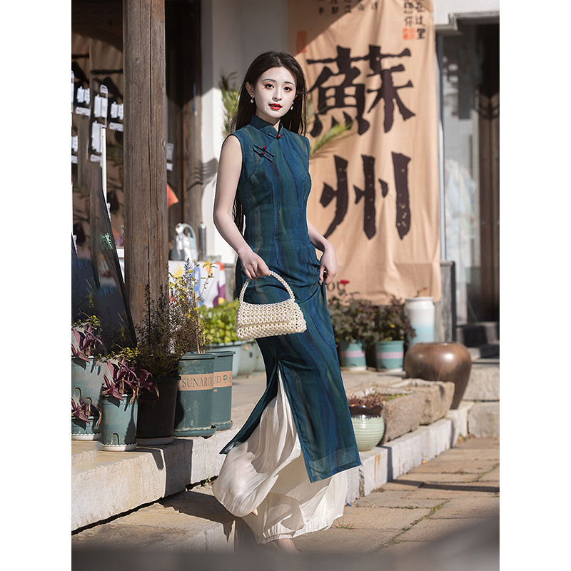 旗袍/上海东方明珠/威芸旗袍/旗袍女短袖新中式/短袖旗袍产品图