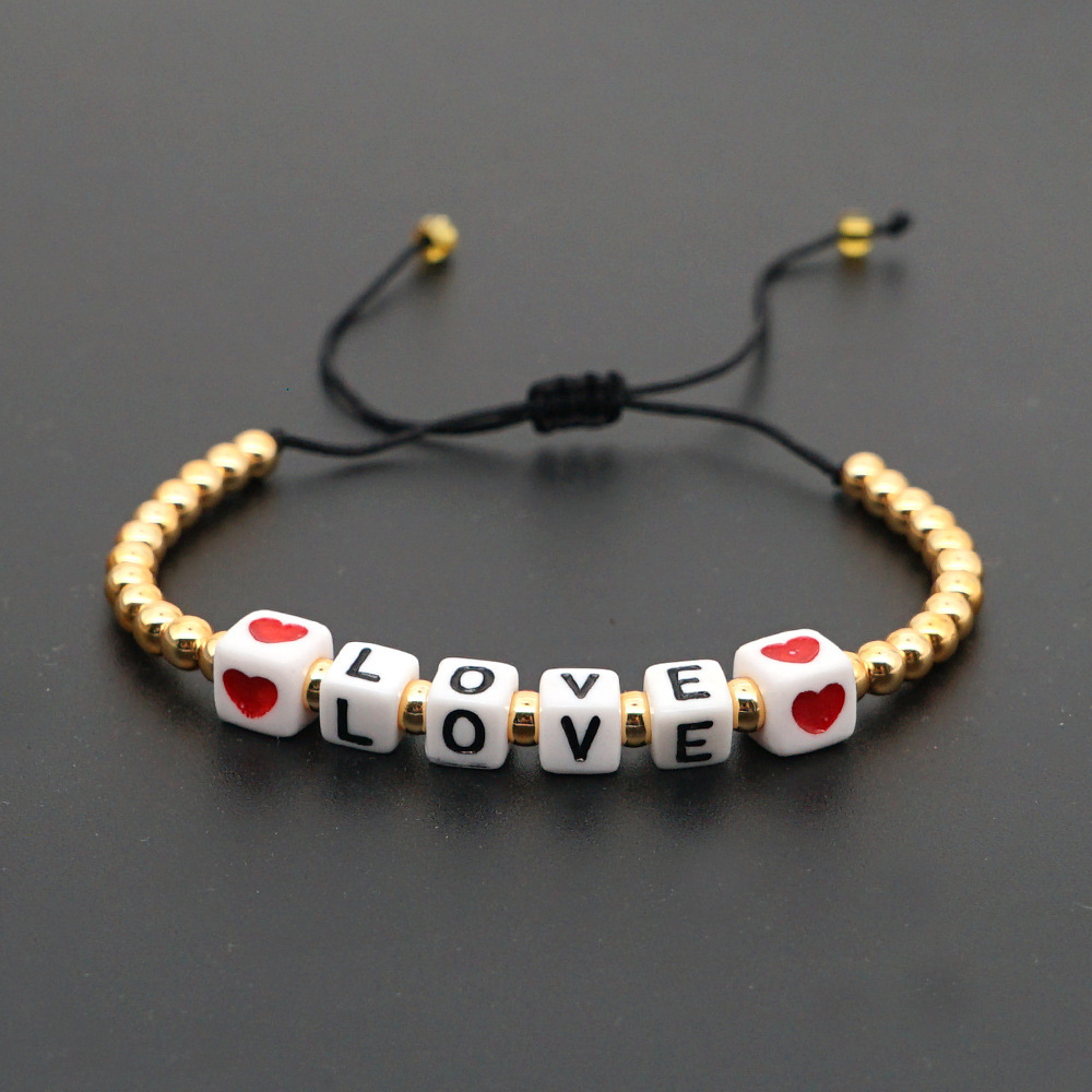 European And American Foreign Trade Cross-Border Amazon Love Letter Woven Bracelet Couple Gift Adjustable Bracelet Manufacturers Wholesale details Picture