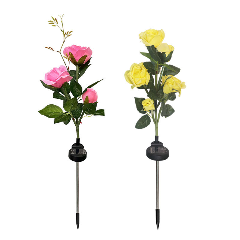 Cross-Border Led Simulation Rose Solar Lamp Garden Garden Outdoor Waterproof Lawn Decorative Landscape Lights Item Picture