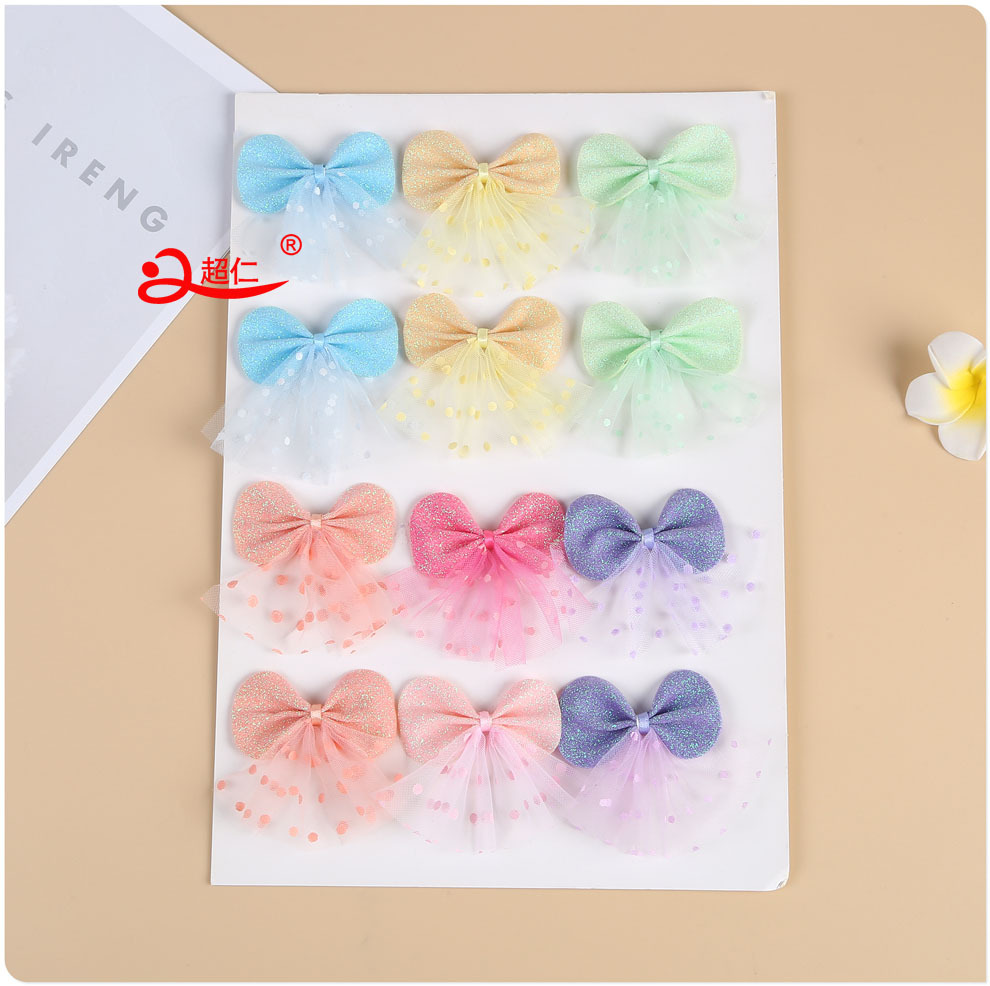 Hand-Made Bows Japanese And Korean Style Hair Accessories Gift Clothing Accessories New Sequins Polka Dot Tulle Skirt Bows Can Be Produced