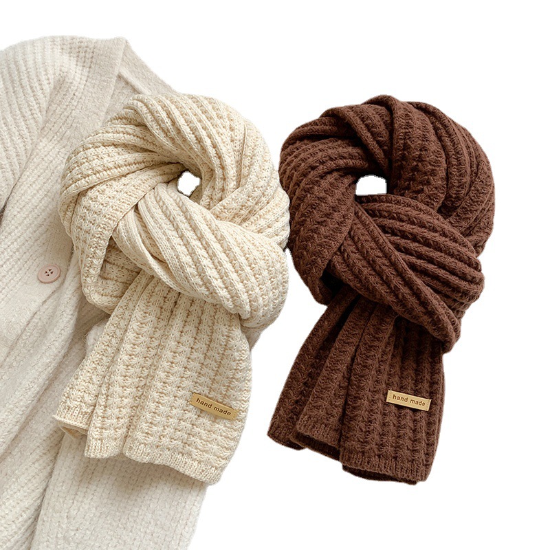 All Korean Knitted Red Scarf Female Autumn And Winter Ins Tide Student Couple Thickened Warm Coarse Wool Line Neck Item Picture