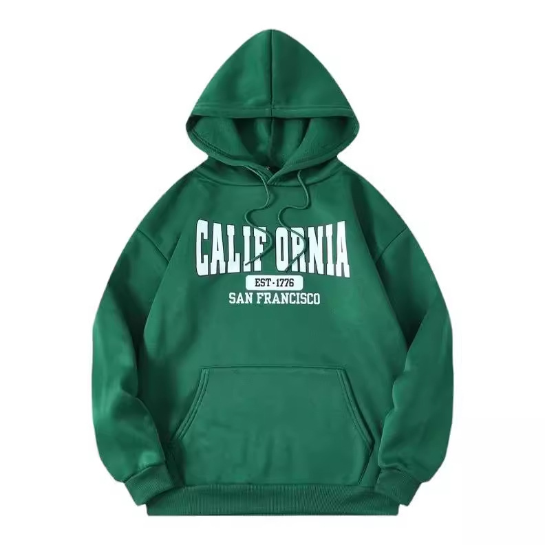 Letter-printed pullover with fleece hooded sweatshirt for women, new autumn/Winter 2024 Korean-style loose and versatile long-sleeved top Item Picture