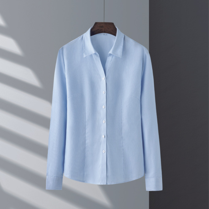 2023 primavera otoño de gama alta manga larga camisa sin plancha mujer pulgada traje de algodón polainas blusas casuales Application Scenario