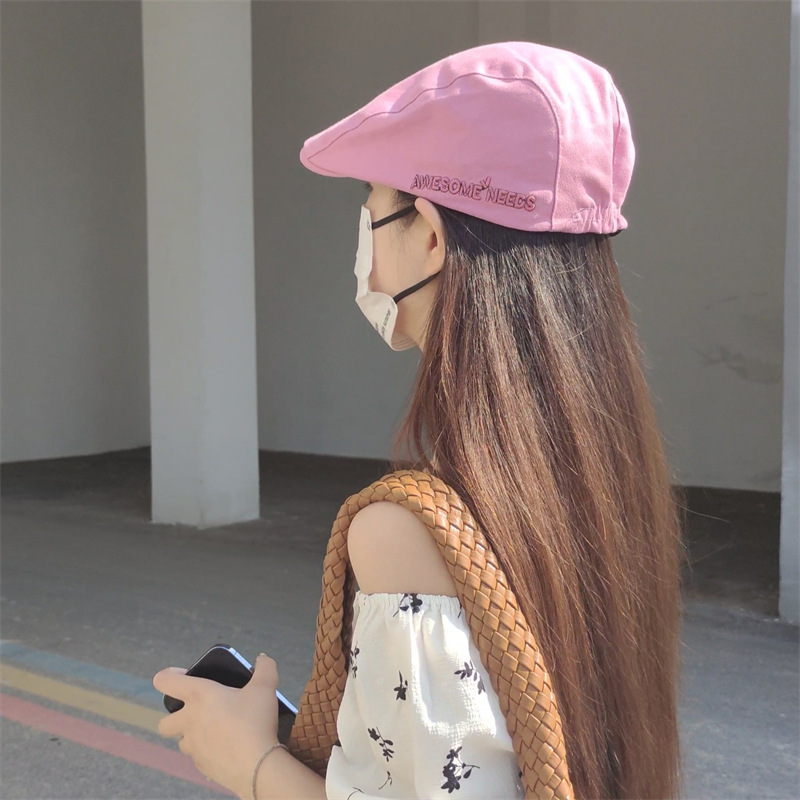 New fashionable embroidered front cap for children, spring and summer thin retro beret, street casual painter cap Application Scenario